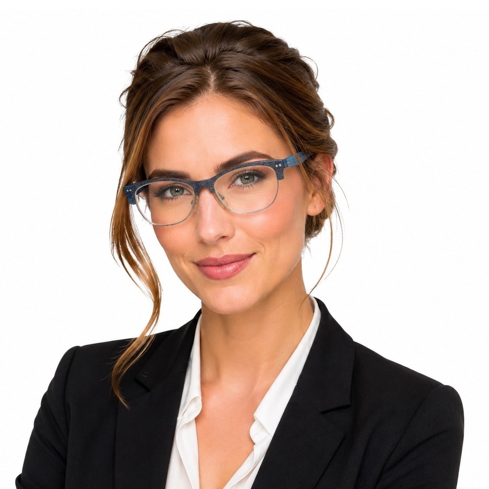Rickey Smiley Eyewear RS 205 Blue Textured Cat Eye Optical Frames Chic 103-119